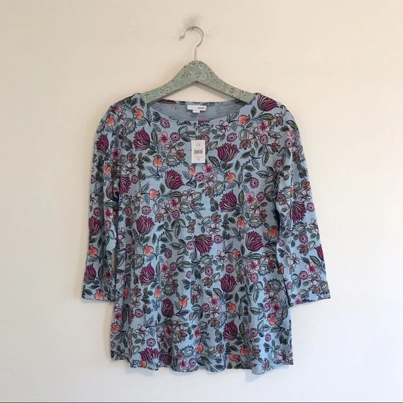 NWT J. Jill Blue Floral Flowy Top - Picture 2 of 7